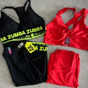 Zumba Wear Bundle - 2 bra and leggings set bra size large leggings size medium